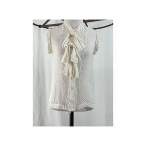 Sleeveless Sheer Silk Bow Blouse by Biba